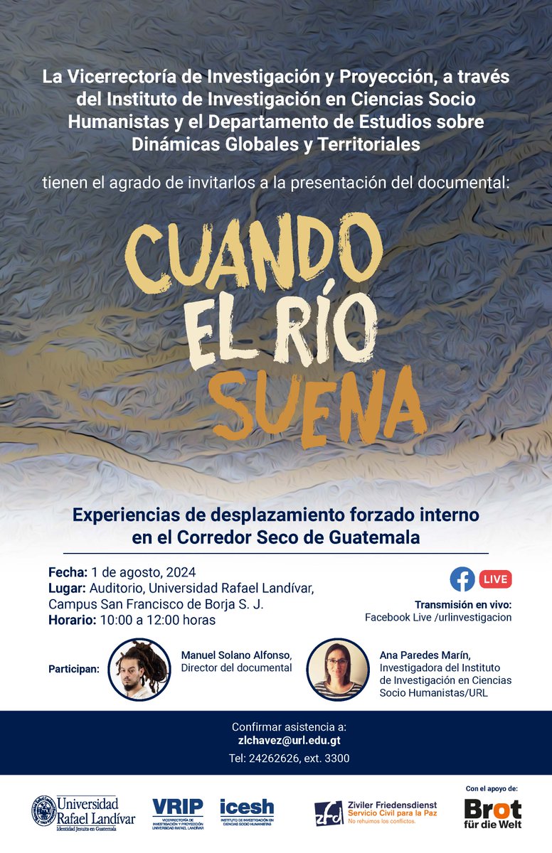 💥 Sabías que los departamentos con más registro de desplazamiento en  contexto de lluvias son: Alta Verapaz, Izabal, Petén y Escuintla (Conred,  2022). 🎬 Te invitamos a la presentación del documental 
