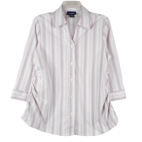 bevsshop's tweet photo. Check out this listing in our #Poshmark closet: New Additions Maternity Top Size S 3/4 Sleeve White Purple Striped Ruched Button Down. #newadditions #maternitytop #buttondown #womensfashion https://t.co/PlSa2HVTdT #shopmycloset @poshmarkapp https://t.co/9nKyjR258w