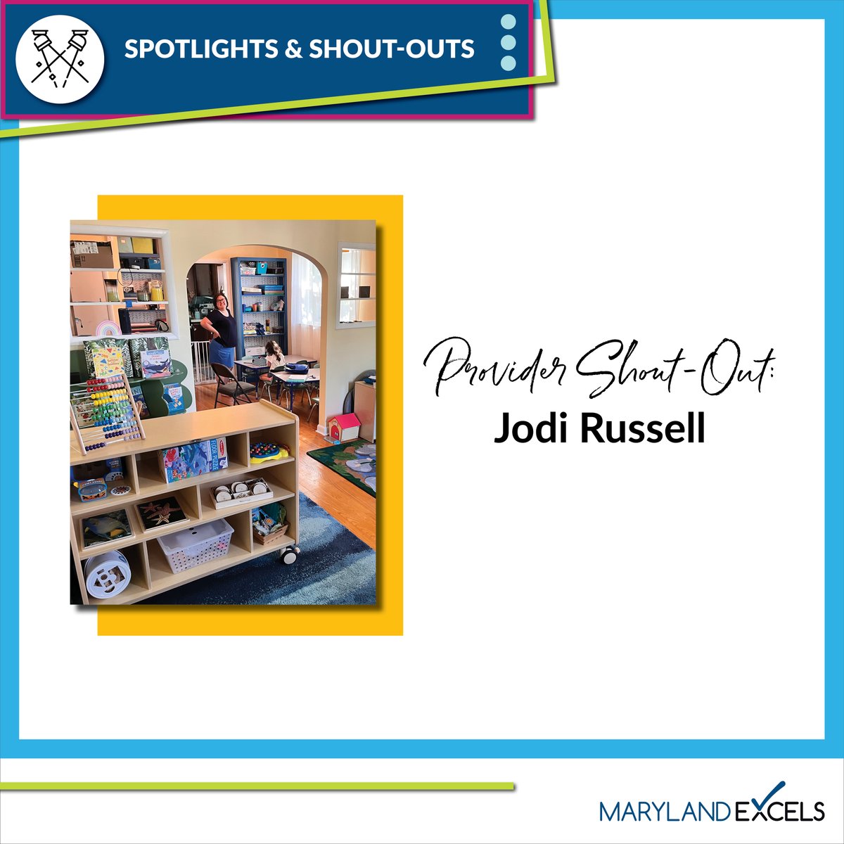 Maryland EXCELS is sending a special shout-out to Jodi Russell, who recently used her Maryland EXCELS bonus to upgrade her furniture and learning materials. Looking good, Jodi! 

How has your program used its Maryland EXCELS bonus? Let us know in the comments!
