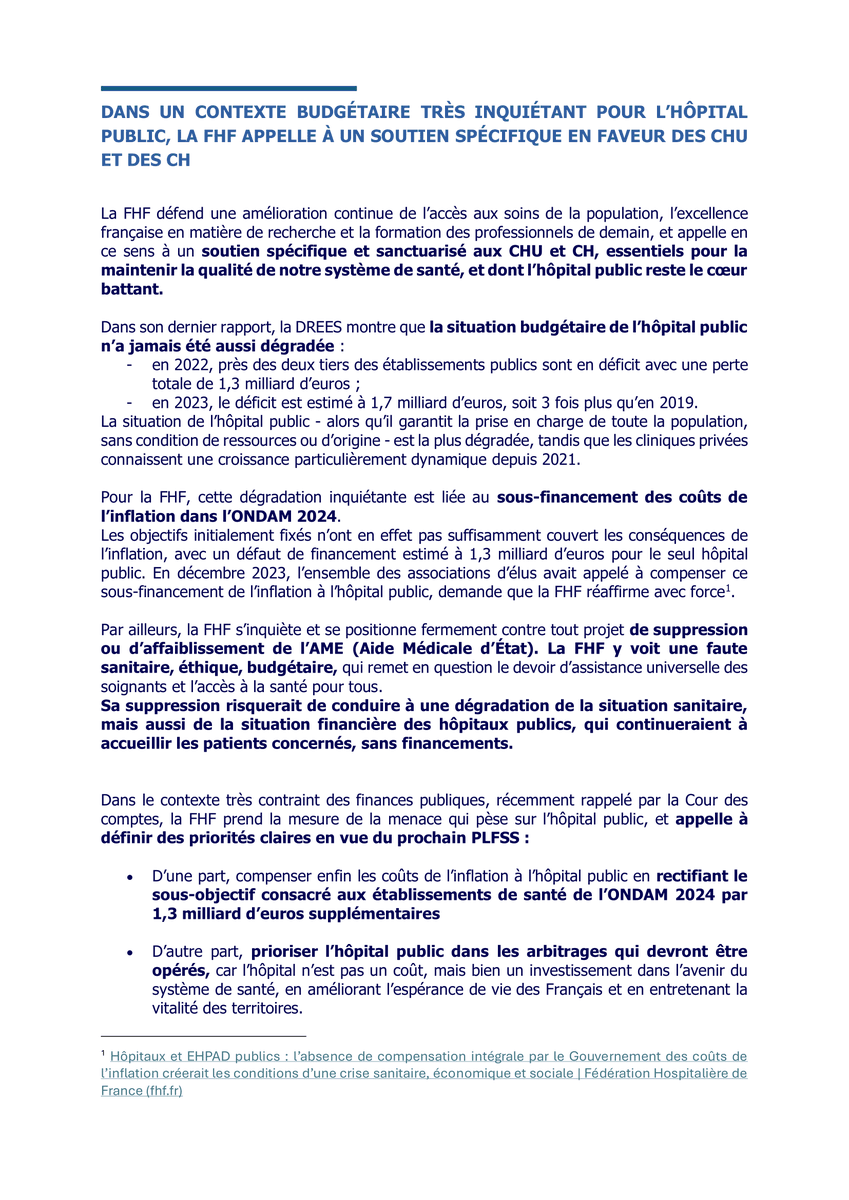 laFHF's tweet photo. 📢 À l'aube d'un été décisif pour le secteur de la santé, la FHF alerte sur l'urgence de redonner aux établissements publics de santé les moyens nécessaires à l’accueil et la prise en charge de tous. 

Préserver le système public de santé doit être la priorité de la rentrée. ⤵️ https://t.co/Uy4VrrQk8R