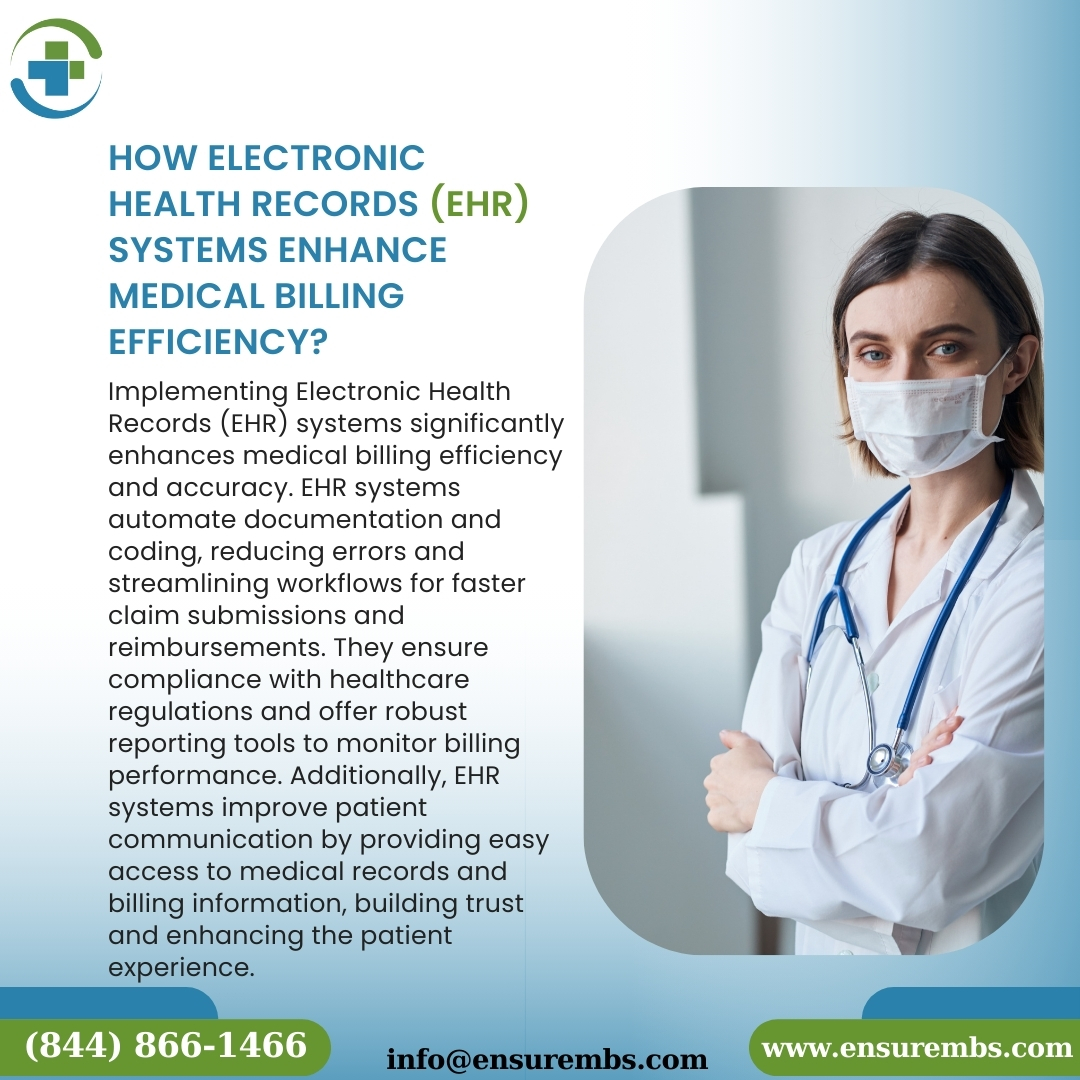 ensurembs's tweet photo. At Ensure MBS, we integrate EHR solutions tailored to your needs, optimizing billing operations and improving financial outcomes. Contact us to transform your practice with EHR technology.
#EnsureMBS #medical #healthcare #rcm #ehr #claimsmanagement #medicalbillingservices https://t.co/u5CAtxx7ny