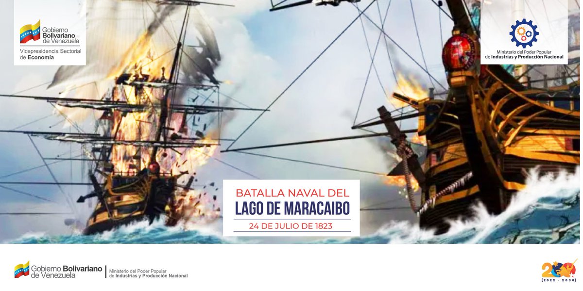 MPPIPNVEN's tweet image. Enfrentamiento naval entre el ejército patriota liderado por el Almirante José Padilla contra las fuerzas realistas comandadas por el Almirante Laborde. La flota realista resultó devastada, obteniendo así los patriotas la victoria y la recuperación de la ciudad de Maracaibo