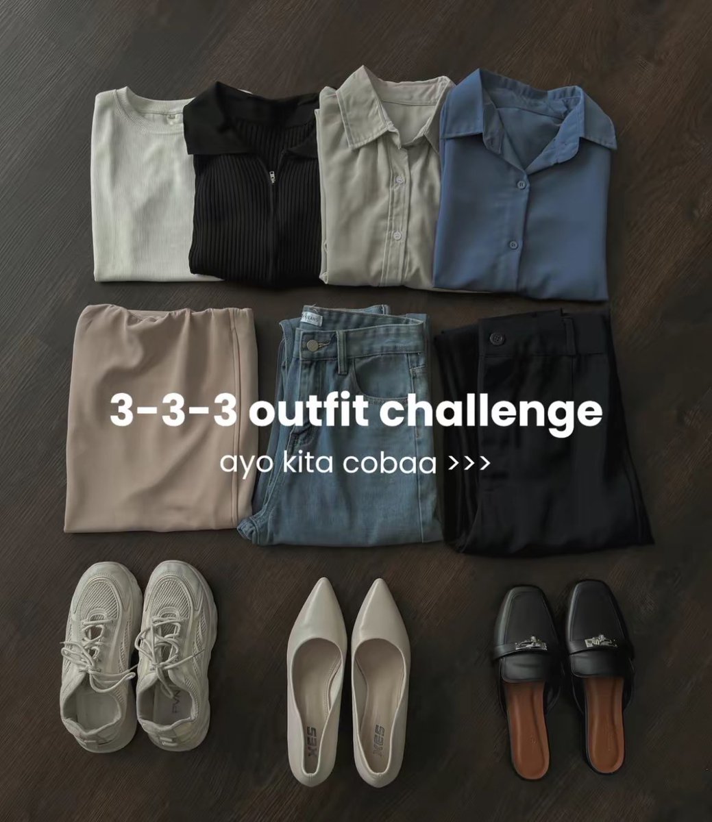 myorensarea's tweet photo. kalian udah pernah nyobain 3-3-3 outfit challenge gak? aku ada referensi nih pakaian dari brand lokal🥹💯🫶 https://t.co/I74pT8vcu0