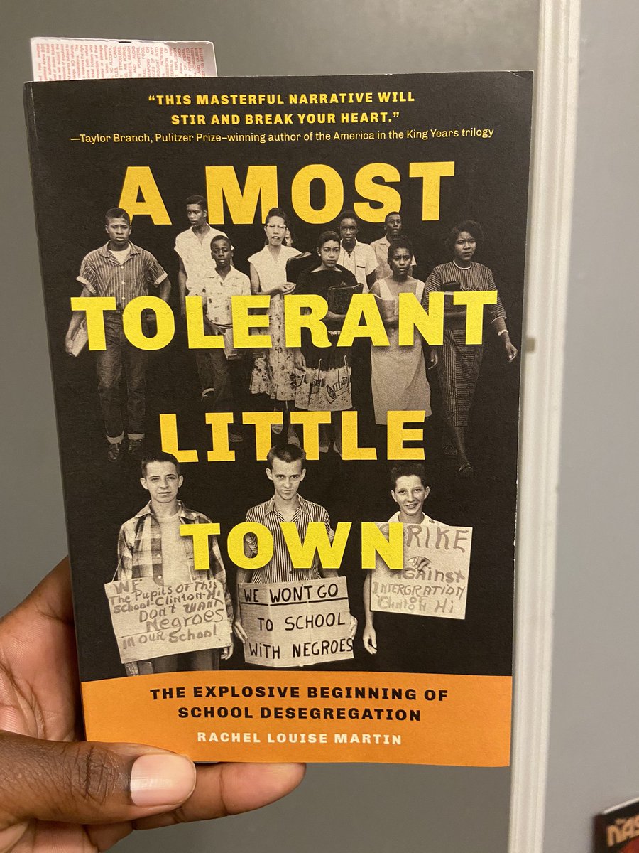 HeHateV's tweet photo. Paused what I was reading to dive into A Most Tolerant Little Town: The Explosive Beginning of School Desegregation by @R_LMartin because I’ve been waiting for this one https://t.co/ta7sLuYCjf