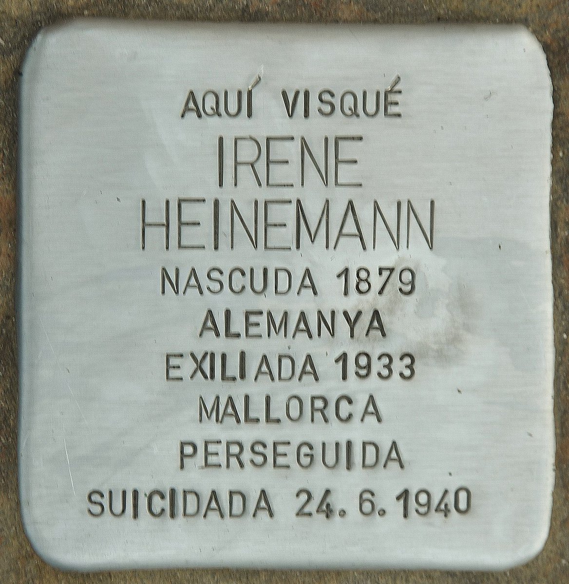 -Els àngels del Terreno.
Irene i Ernst Heinemann-

Avui, data en que fa 84 anys i 1 mes, els jueus, Irene i Ernst Heinemann es suicidaren a Mallorca, tornam a reclamar al <a href="/Consellmallorca/">Consell de Mallorca</a> els declari fills adoptius de l'illa.
Els Heinemann es llevaren la vida a la vesprada del
