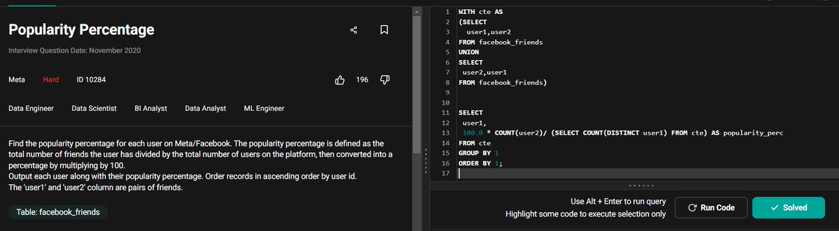 Roopesh_da08's tweet photo. 🚀Day 66 of #ConsistentCodeDays!

3 more problems down on StrataScratch!
I think I'm starting to speak SQL in my sleep😴
#MySQL #Coding #LearnInPublic #Tech4All #DataAnalyst #100DaysOfCode #HardWorkPaysOff #Connect #buildinginpublic #LearnInPublic #Analytics #StrataScratch #Data https://t.co/JR2H5bvuus