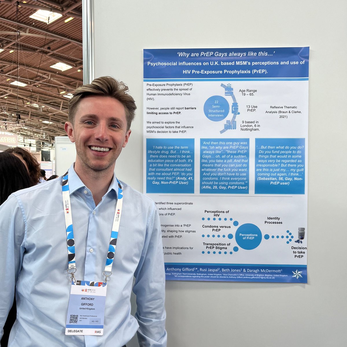 Poster 1 of 2 at #AIDS2024 

Great to have conversations around my qualitative study exploring the perceptions of PrEP amongst gay and bisexual men in the U.K.