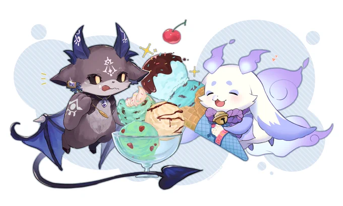 『先輩とアイスパーティしたい!』#でびるんるん #るんるんびじちかん #でびるさまにささげるえ 
