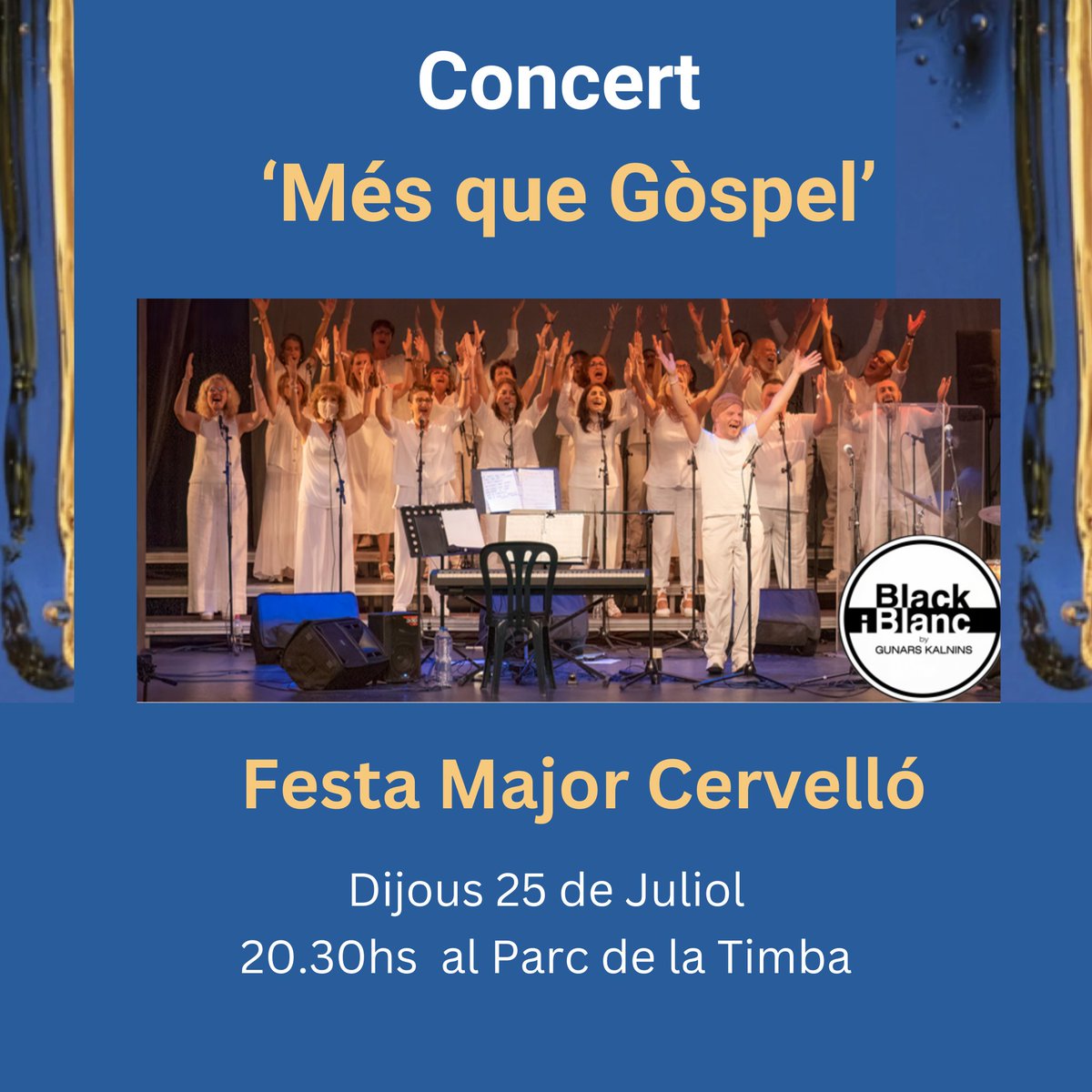 BlackiBlanc's tweet photo. 💥Recordeu que demà cantem a Cervellò!
Concert obert a tothom!!🎉
Vine a gaudir del nostre repertori 🎶
Estem encantats de participar en les festes del poble!😍
https://t.co/Ppp6SqMMku…
#cervelló #FestaMajor #musicaenviu #gospel
#festamajorcervelló2024 #musicaendirecte https://t.co/eoOhkd33zu