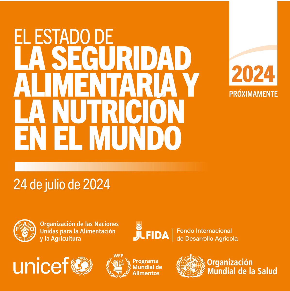 🔔 ¡No te lo pierdas! 

📙Únete al lanzamiento de El estado de la seguridad alimentaria y la nutrición en el mundo 2024 de <a href="/FAOenEspanol/">FAO en español</a> , <a href="/IFADespanol/">Fondo Internacional de Desarrollo Agrícola (FIDA)</a>, <a href="/unicefenespanol/">UNICEF en español</a>, <a href="/opsoms/">OPS/OMS</a>, <a href="/WFP_es/">WFP Español</a>.

 ➡️ bit.ly/4f2BF7z

#SOFI2024