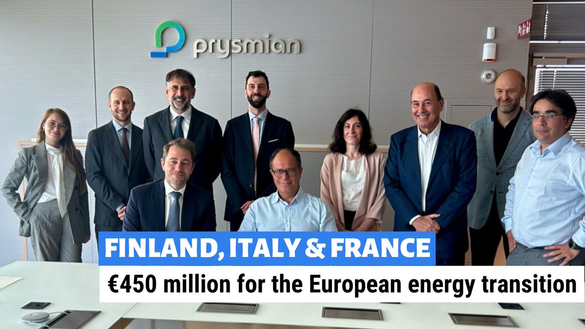 With <a href="/Prysmian_/">Prysmian</a> , we invest €450m in:
🔵extra-high voltage submarine cables
🔵high-voltage onshore cables
🔵upgrade of existing lines
in Finland, Italy, &amp; France.
Through projects like this, we back the EU's energy transition, in line with #REPowerEU.
👉bit.ly/Prysmian_Energ…
