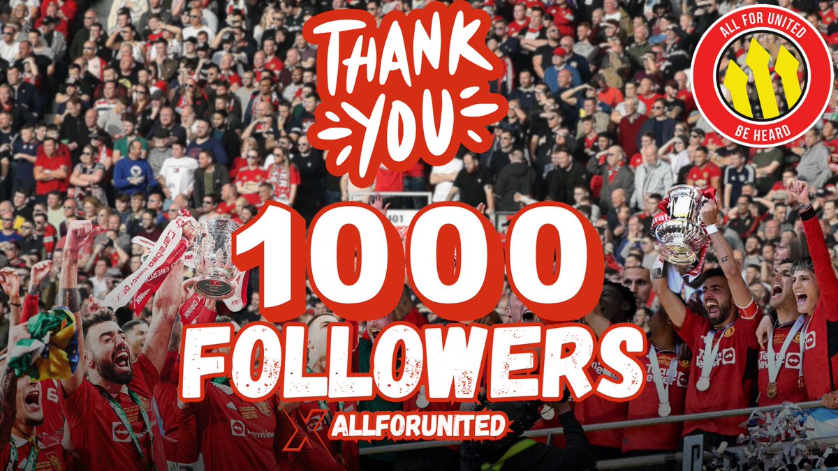AllForUnited's tweet image. THANK YOU 🙏 

1k followers has been hit and we appreciate each and every one of you!  
All For United is YOUR place to be heard about all of your opinions on Manchester United.
Let&apos;s hit the road to 2k together
