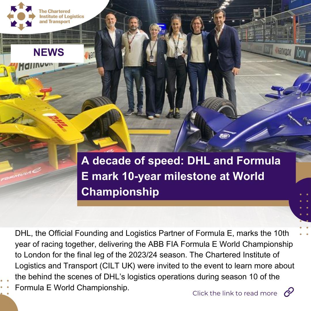 ciltuk's tweet image. Industry News!

DHL celebrates 10 years as Formula E&apos;s Logistics Partner, delivering the championship&apos;s final race to London. CILT UK was invited to learn about DHL&apos;s behind-the-scenes operations. 

Click here to read: buff.ly/4fdtG7F 

#FormulaE #LogisticsOperations
