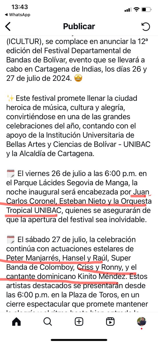 Hay cosas que duelen y con las que no podemos permanecer callados. Cuando en mi período como gobernador propuse la creación de un festival de bandas, lo que queríamos era darle un alto protagonismo a todo ese talento de los municipios de Bolívar que podíamos disfrutar cuando