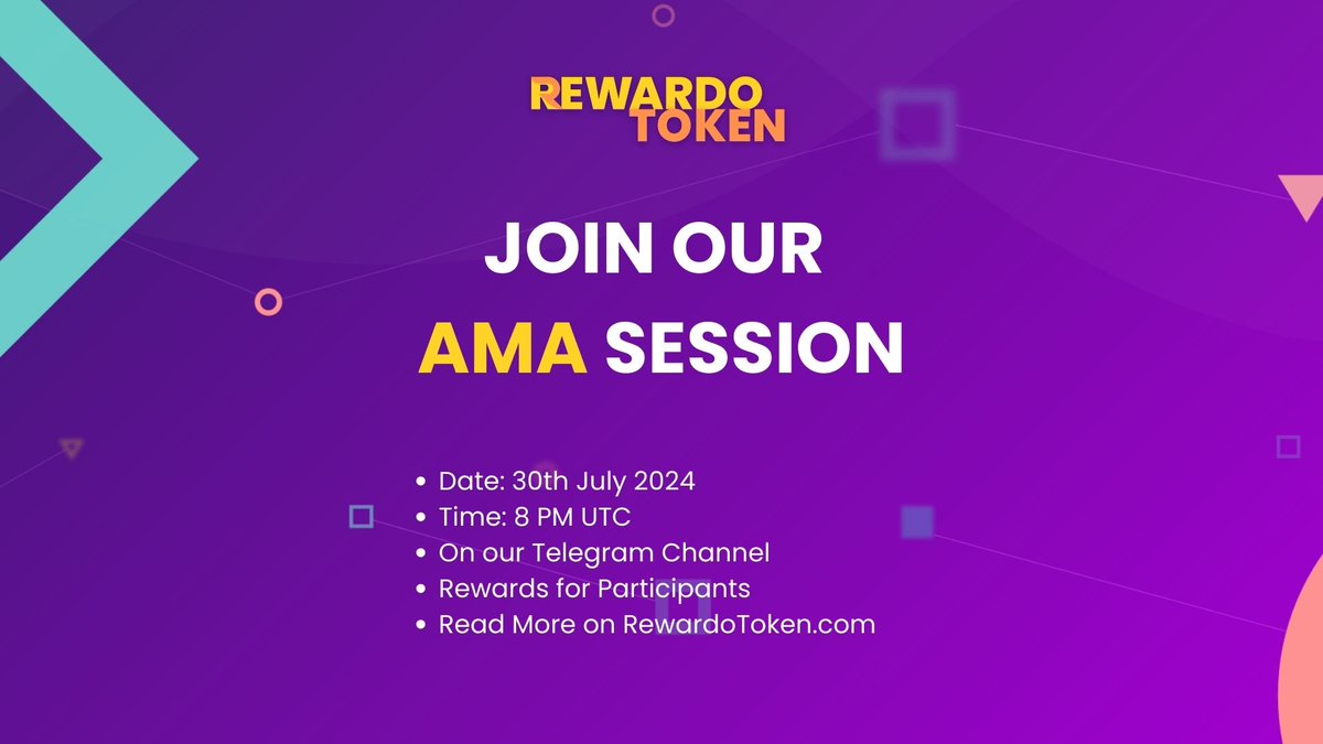RewardoToken's tweet photo. π₯ The countdown to our AMA has begun! Get ready for exciting news and insights on July 30th at 8 PM UTC! See you there! π¬ #RewardoToken #CryptoAMA #CryptoCommunity https://t.co/qjzFqr1jyr