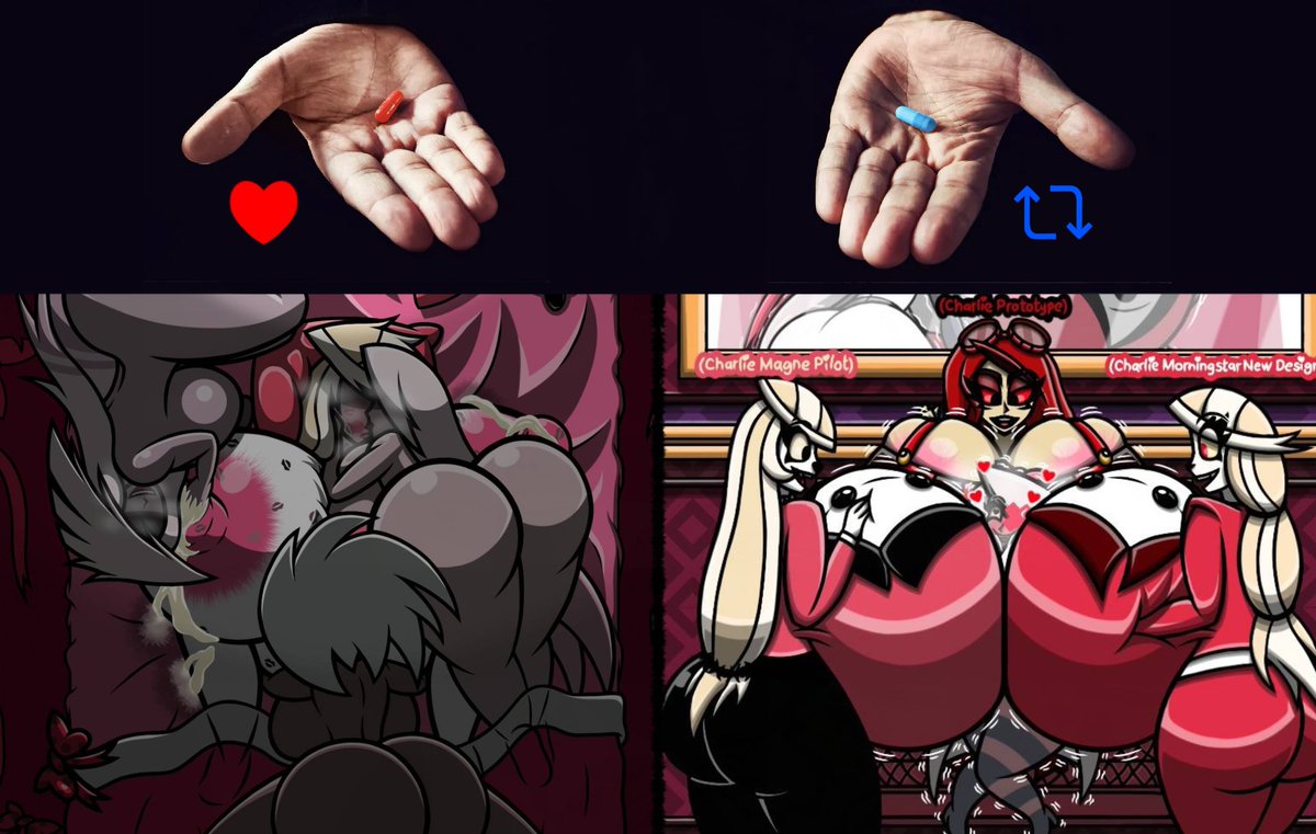 5Valerya's tweet photo. Hola a todos. 

¡Ahora no solo una chica sino 3 chicas!

Si pudieran estar con Charlie y sus diseños anteriores o Vaggie con sus diseños anteriores para todo un dia... ¿Cuáles te gustaría disfrutar? https://t.co/CytzyvKapT