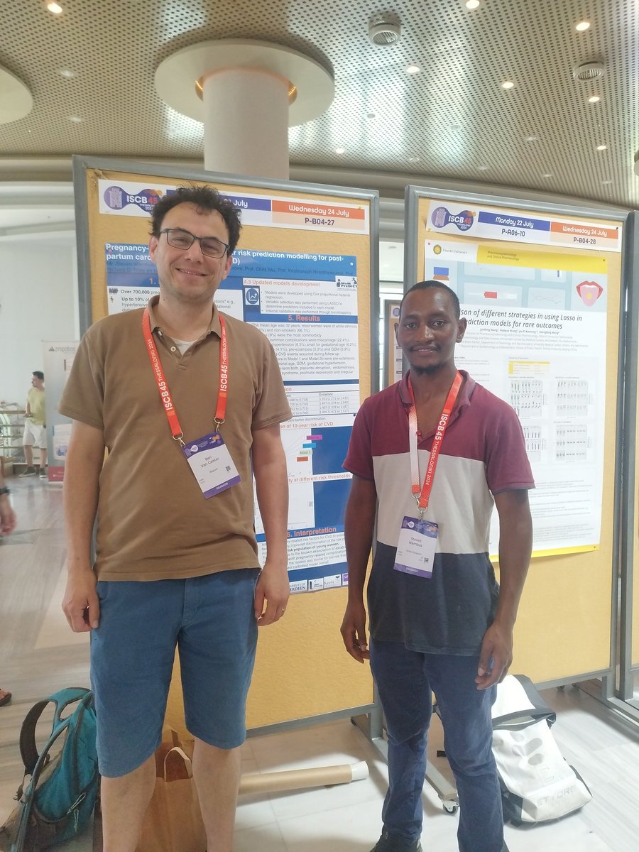 StevenWambua's tweet image. My poster at #iscb45 on adding pregnancy complications to 10 year risk of CVD prediction. Got a chance to meet and take Ben Van Caster  @BenVanCalster through my poster as well. #mumpredict
