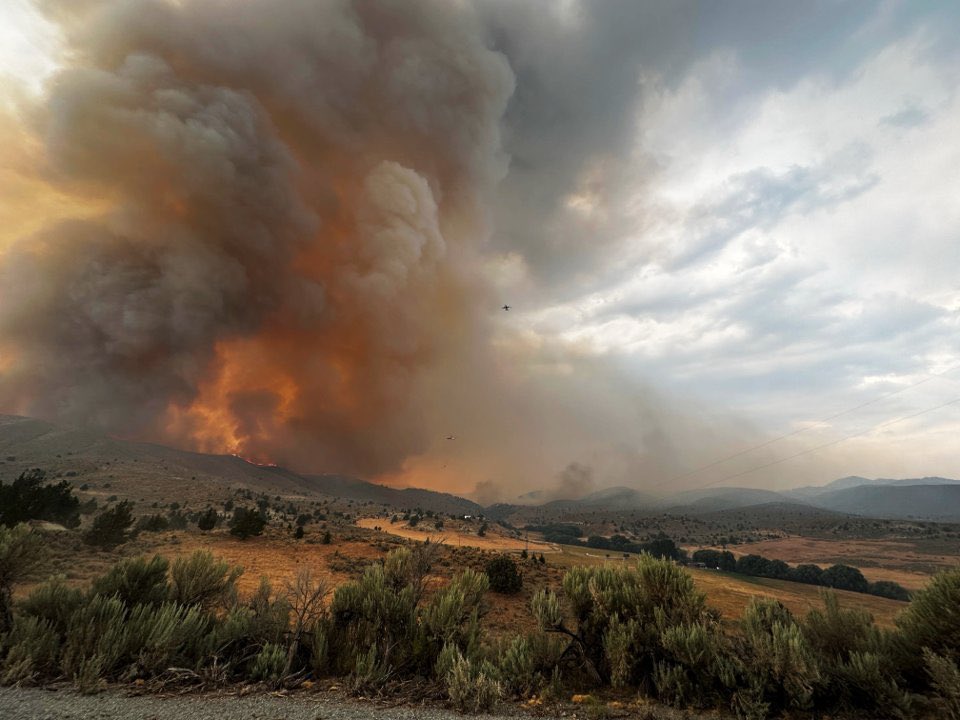 HotshotWake's tweet photo. Oregon: The Durkee Fire is now 240,000+ acres and containment still sits at 0%. The size of these Oregon fires continue to grow and impress. 
#orfire #wildfire #orwx
They had 6 new starts from lightning surrounding the Durkee Fire, one being the Thompson Fire which grew to 10,000+ acres. Unified Command is in place with NW Team 6 and the Oregon State Fire Marshall Green Team.

Investigators have asked for the public’s help in looking for individuals who may have started some of these fires in the complex.