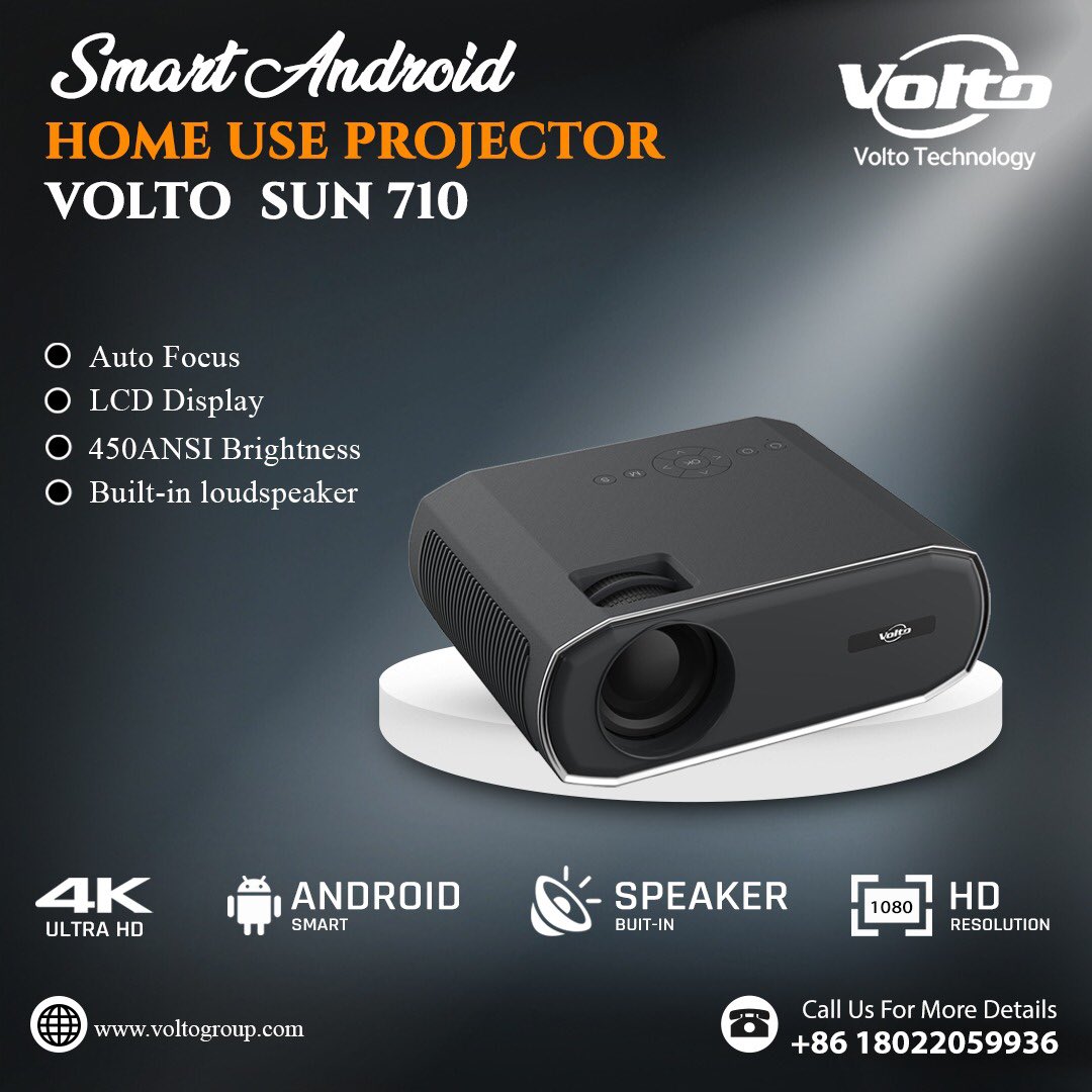 VoltoProjector's tweet photo. Enjoy the ultimate home theater experience with the Sun 710. Its smart features and high resolution make it perfect for movies, gaming, presentations, and more.

#HomeTheater #4KProjector #HighBrightness #BuiltInSpeaker #AndroidProjector #AutoFocus #WiFiProjector #Sun710 https://t.co/pmp72IhZ3t