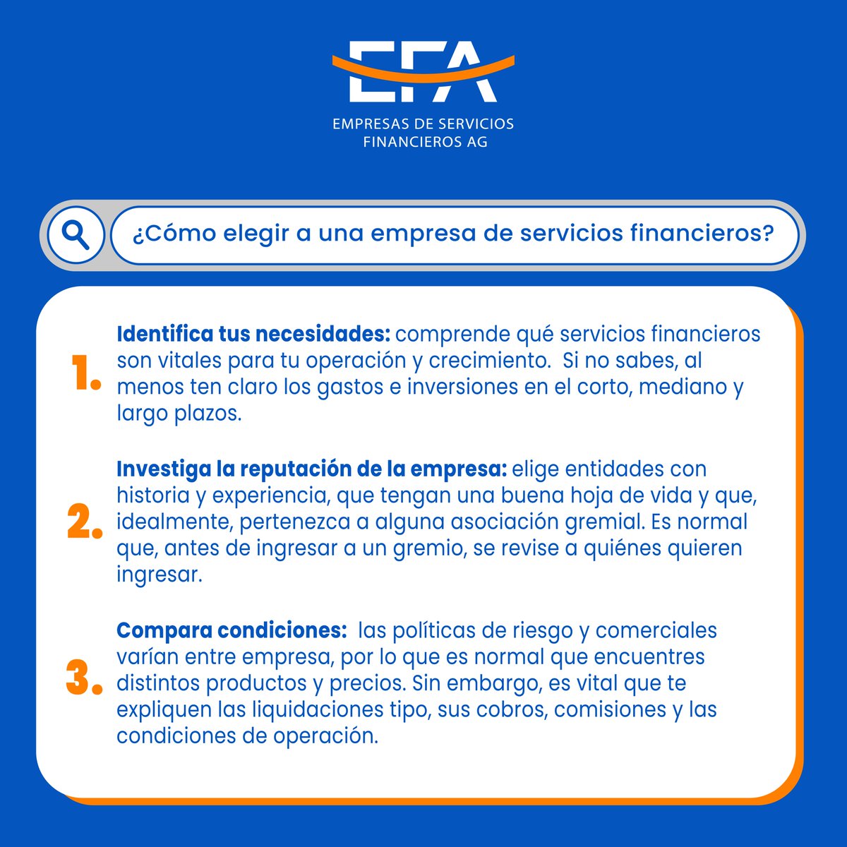 AsocEFA's tweet photo. Elegir la empresa de servicios financieros adecuada es crucial para el crecimiento de tu pyme. En EFA, nuestros socios cumplen con los más altos estándares para brindarte el mejor apoyo financiero. 🌟
Porque juntos es más fácil avanzar.
#juntosesmasfacilavanzar #efa https://t.co/gy7JDMevlR