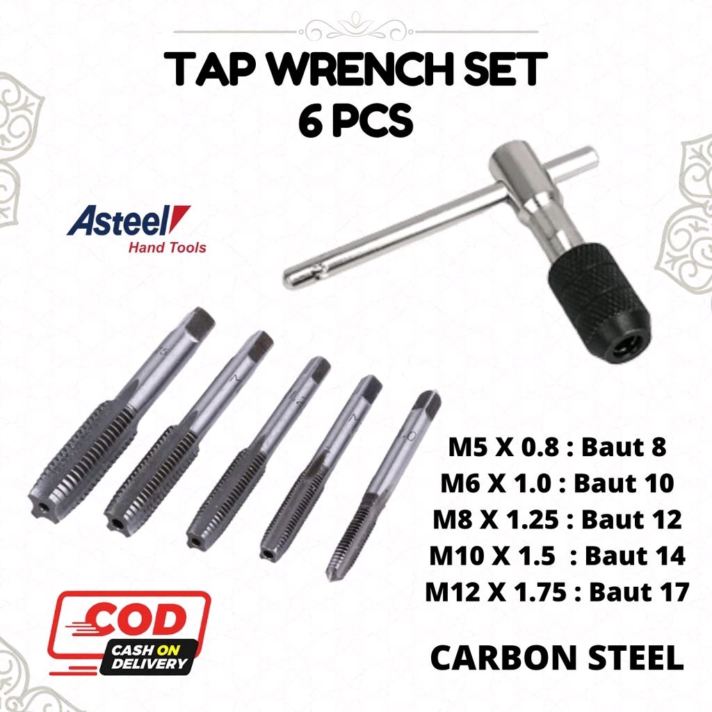 bbindonesia's tweet photo. Cek ASTEEL Set Tap Alat Metrik Alat Pembuat Drat Metric Hand Tap Set M5 - M12 Adjustable 6 PCS - Alat Tap Set Senai dengan harga Rp59.900. Dapatkan di Shopee sekarang! https://t.co/jzEXNSF6oQ https://t.co/ai9zRuxDlx