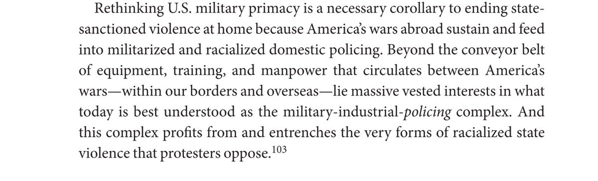 "Policing at home and America's military engagements abroad are two faces of the same coin." -Aslı Bâli

Sonya Massey's execution emphasizes the need to disrupt + divest from the "military-industrial-policing complex" that enacts racial violence locally and globally.

#Sayhername
