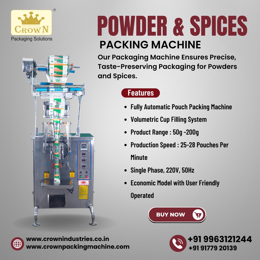 CROWNPacking's tweet image. Upgrade your packaging process with our state-of-the-art machine, designed to ensure precise, taste-preserving packaging for powders and spices. 

🌐 : crownpackingmachine.com
📞 : 9963121244

#CROWNPackaging #PowderPackingMachine #SpicesPacking #AutomaticPacking