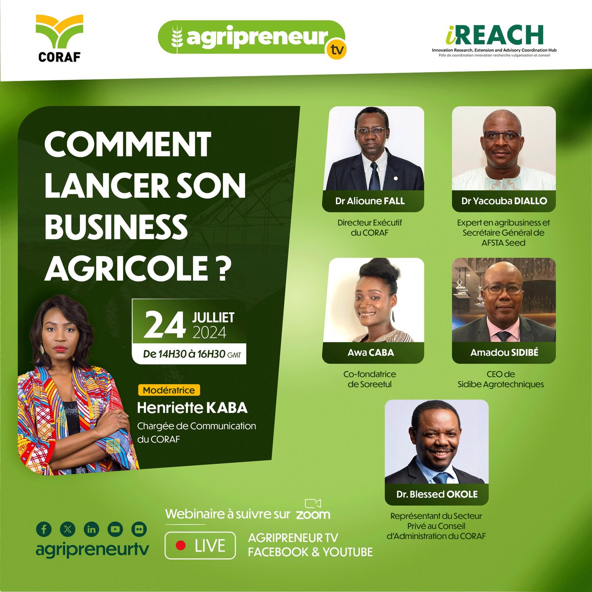 Le suspense est levé ! Dans 2 heures, rejoignez-nous pour le webinaire "Comment lancer votre entreprise agricole ?" avec des experts inspirants ! 

🔗 Inscription 👉🏾 bit.ly/AgripreneurTVW…

#webinar #AgripreneurTV #agriculture #Entrepreneurship
