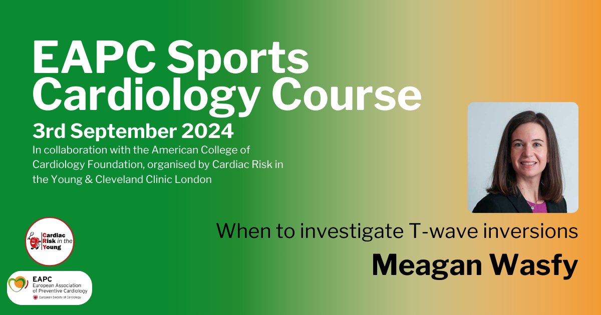 The #EAPC <a href="/escardio/">European Society of Cardiology</a> course returns to London on Tuesday, September 3rd organised with <a href="/ACCinTouch/">American College of Cardiology</a> and hosted by <a href="/CRY_UK/">CRY</a> &amp; <a href="/clecliniclondon/">Cleveland Clinic London</a>

See <a href="/MeaganWasfy/">Meagan Murphy Wasfy</a> talk about "When to investigate T-Wave inversions"

Register here: c-r-y.org.uk/eapc-sports-ca…