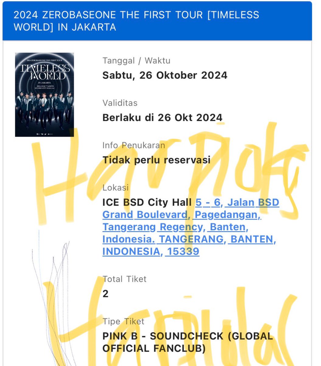 harpiolas's tweet photo. WTS want to sell zb1 zerobaseone timeless world tour jakarta

1 ticket pink b soundcheck (sharing membership &amp; jaswar fee)

diurusin sampe tiket fisik, masuknya bareng aku, sekalian temenin ngonser :’D tapi no raffle ya

dm ajaaa https://t.co/yARvMkBwhs
