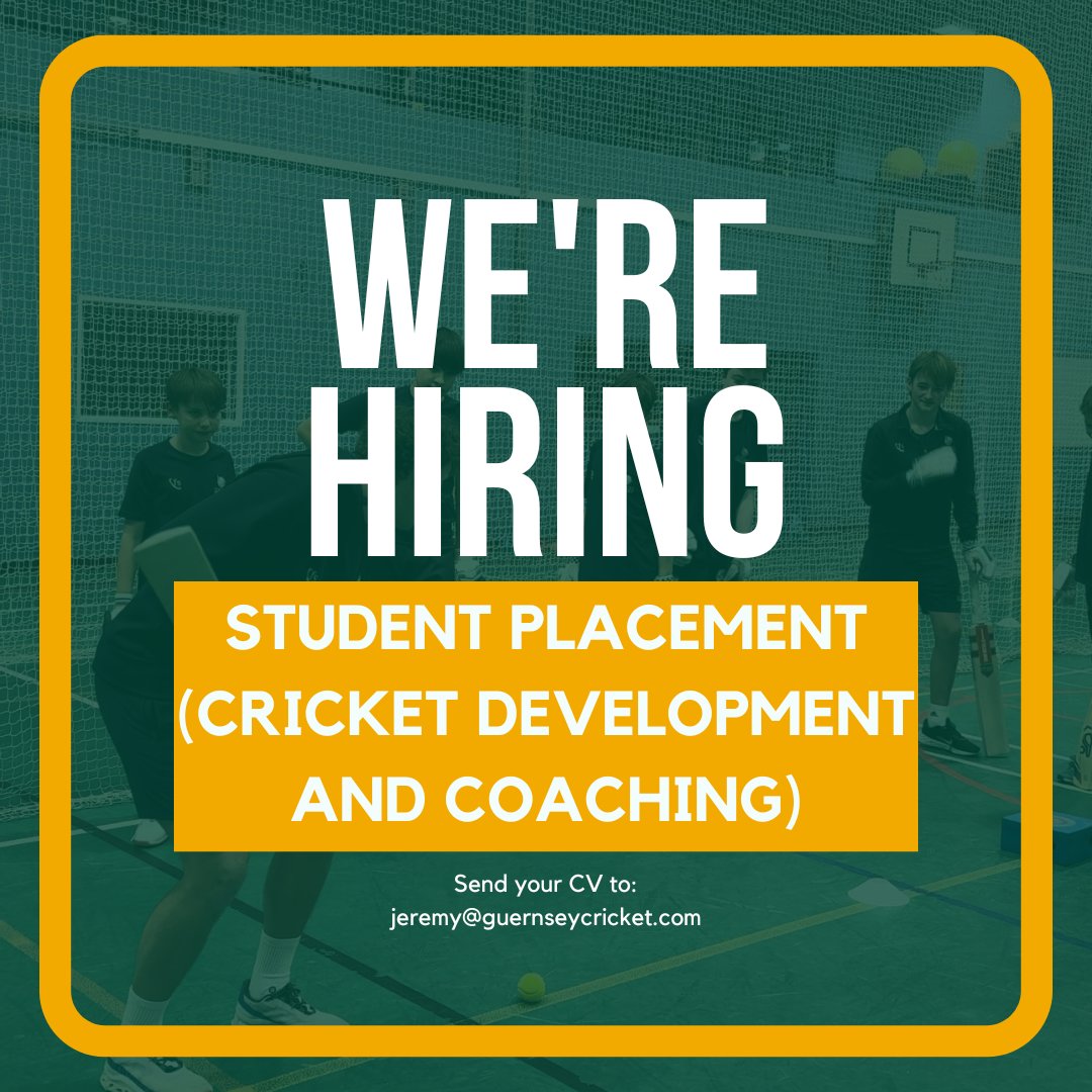 guernseycricket's tweet image. We're Hiring🏏

We currently have 2 jobs available at Guernsey Cricket. We are recruiting for a Student Placement (Cricket Development and Coaching) &amp;amp; a new Cricket Development Manager.

For more information use the following link.

🔗- guernseycricket.com/vacancies

#guernsey #cricket