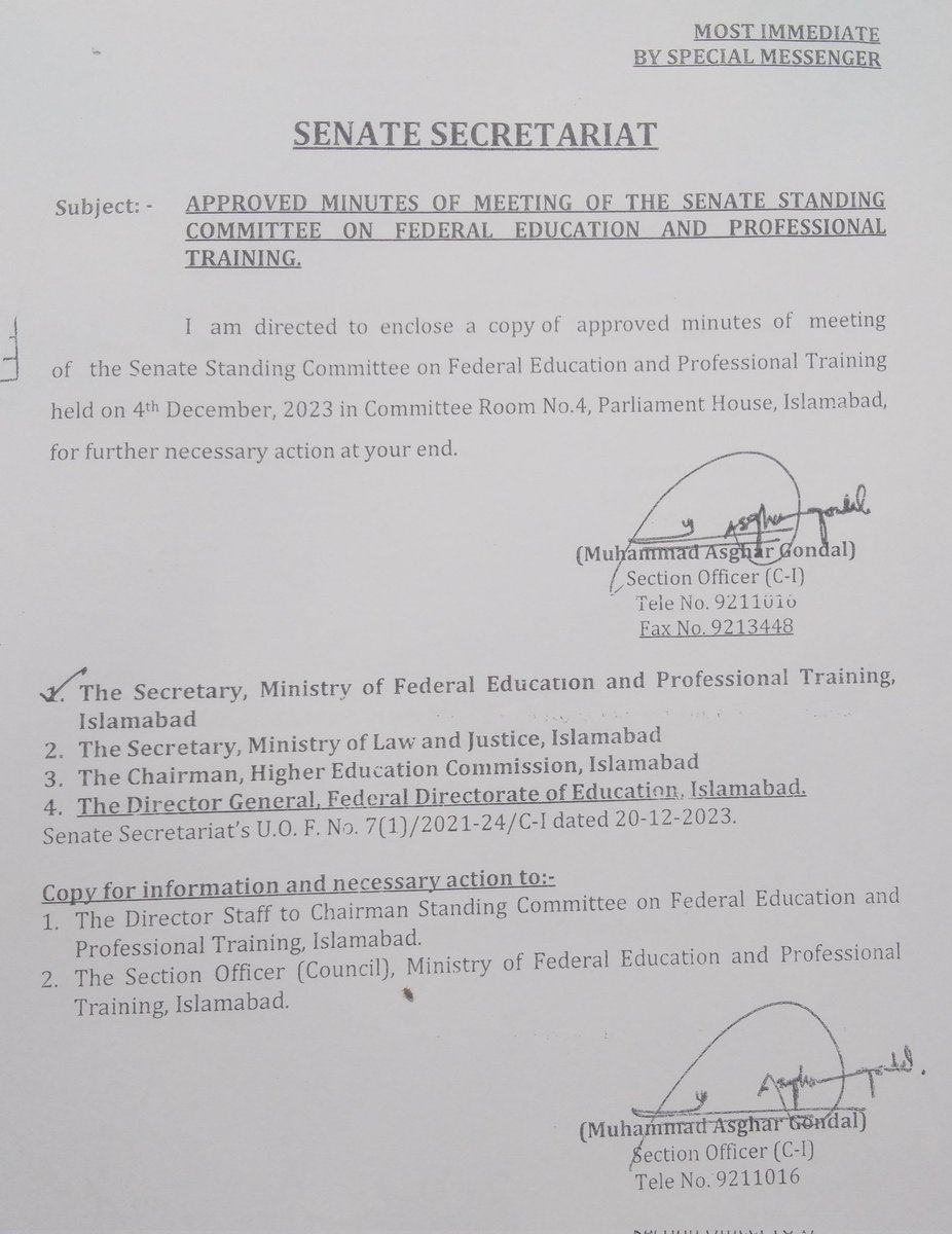 <a href="/bushraanjumbutt/">Senator Bushra Anjum Butt</a> سٹوڈنٹس کے مستقبل کی حفاظت کے لیے نیشنل اسمبلی اور سینیٹ کے فیصلوں پر عمل درآمد کروایا جائے اور اس بات کی یقین دہانی کرائی جائے کہ ہائر ایجوکیشن کمیشن دوبارہ قانون ساز اسمبلیز کے فیصلوں کی خلاف ورزی نہ کرے۔ <a href="/NawazSharifMNS/">Nawaz Sharif</a> <a href="/CMShehbaz/">Shehbaz Sharif</a> <a href="/PresOfPakistan/">The President of Pakistan</a> <a href="/MaryamNSharif/">Maryam Nawaz Sharif</a> <a href="/Conv_KMS/">Dr. Khalid Maqbool Siddiqui</a>