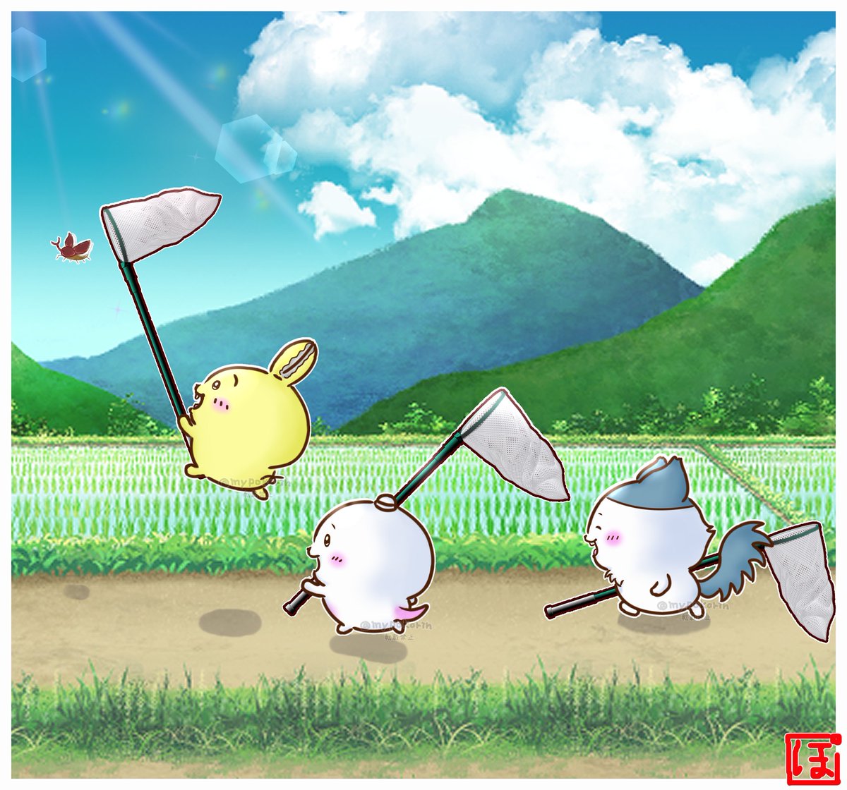 夏の日の3人🌻(パラレルワールド編）
#ちいかわファンアート