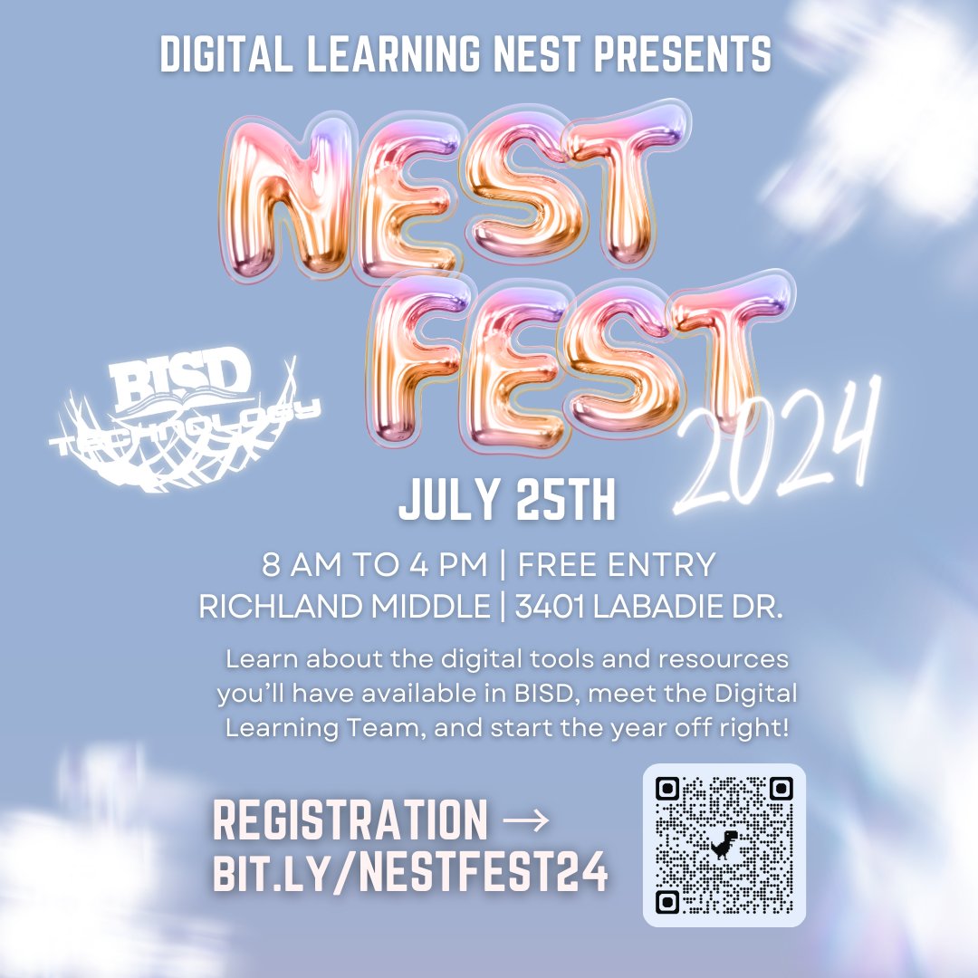 🚨 1 day to NestFest! 🌟 Join us tomorrow at Richland MS for essential digital tools like Canvas, GoGuardian &amp; Canva. Don’t miss out! 🎓✨ #NestFest #BirdvilleLearns bit.ly/NESTFEST24