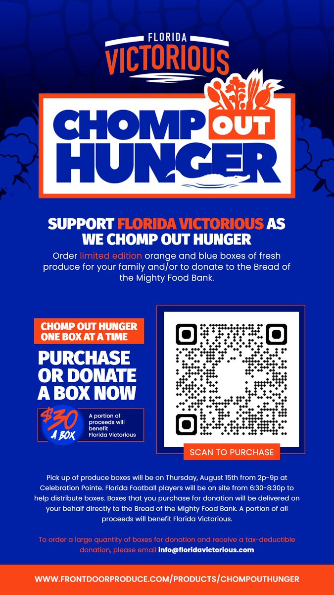 Josiah davis ✞ ✞ (@jotofy1) on Twitter photo This one hits home for me! From Nashville, GA /Adel,GA to Gainesville, FL . I'm proud to be able to bring this initiative to help Chomp Out Hunger. Let's do this together Gator Nation, here's the link to learn more!
frontdoorproduce.com/products/chomp…
<a href="/Fl_Victorious/">Florida Victorious</a> This one hits home for me! From Nashville, GA /Adel,GA to Gainesville, FL . I'm proud to be able to bring this initiative to help Chomp Out Hunger. Let's do this together Gator Nation, here's the link to learn more!
frontdoorproduce.com/products/chomp…
<a href="/Fl_Victorious/">Florida Victorious</a>