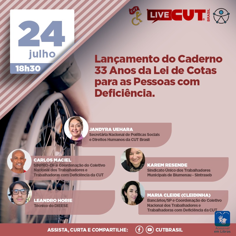 CUT_Brasil's tweet photo. 🕹️ #LiveCUT 🚩
Lançamento do Caderno Nacional da Pessoa com Deficiência, nesta quarta-feira (24), a partir das 18h30 https://t.co/tKPZ75bgxZ