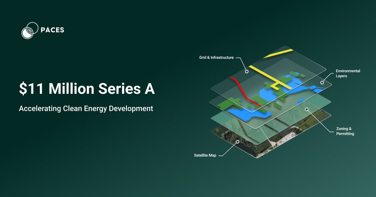 We speed up renewable energy site selection &amp; due diligence, reducing months of work to minutes. With $11M in new funding led by <a href="/navitascapital/">Navitas</a>, we'll improve our software tools to allow quick, informed decisions that accelerate the energy transition. paces.com/news/paces-rai…