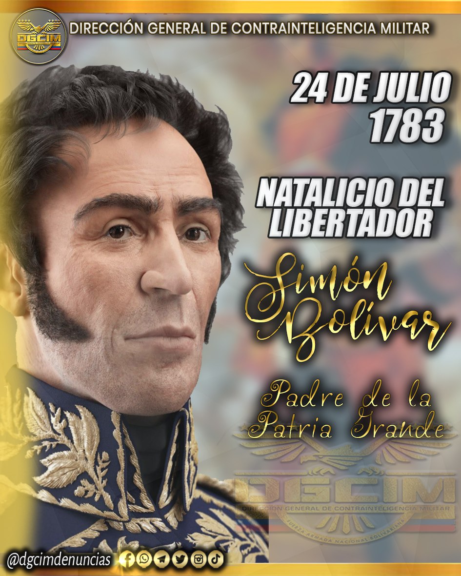 #24jul || Conmemoramos 241 años del Natalicio de nuestro Libertador Simón Bolívar, Padre de la Patria Grande que dedicó su vida a la lucha por la Independencia, la Libertad y la unión de las Naciones.