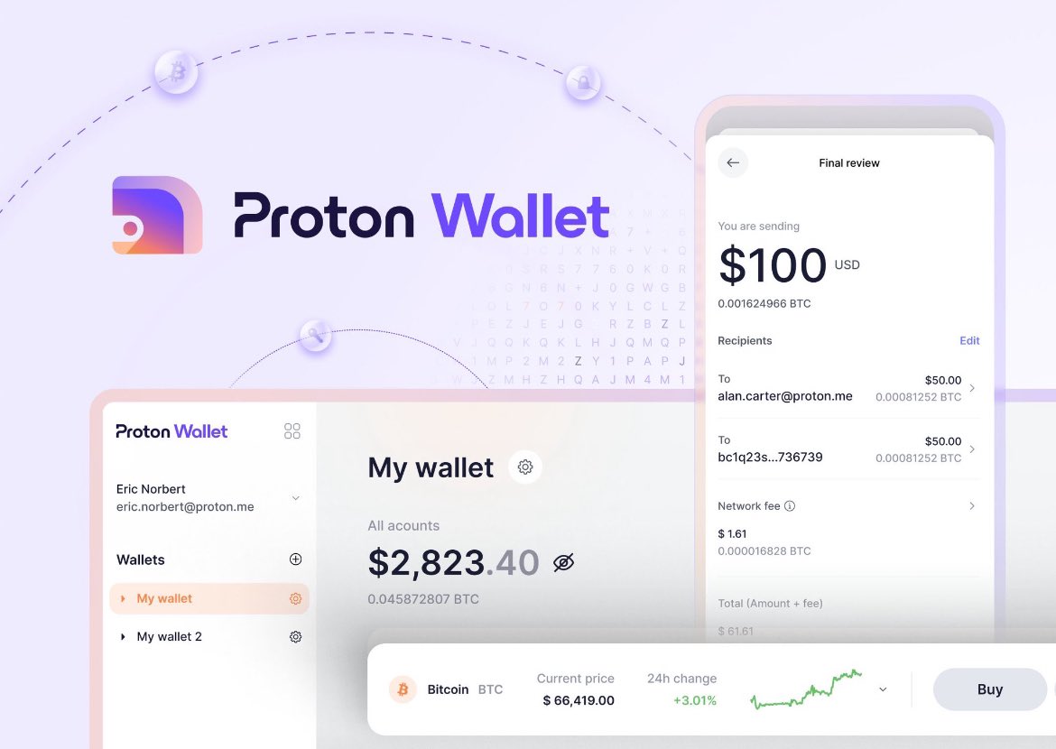JUST IN: 🇨🇭Privacy focused email provider Proton Mail launched an open-source #Bitcoin wallet.

They have over 100 Million users 🙌