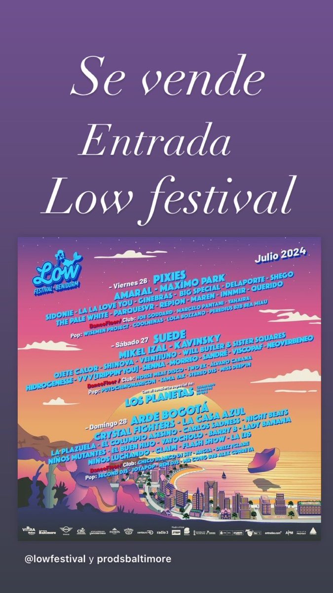 Vendo entrada <a href="/LowFestival/">Low Festival</a>