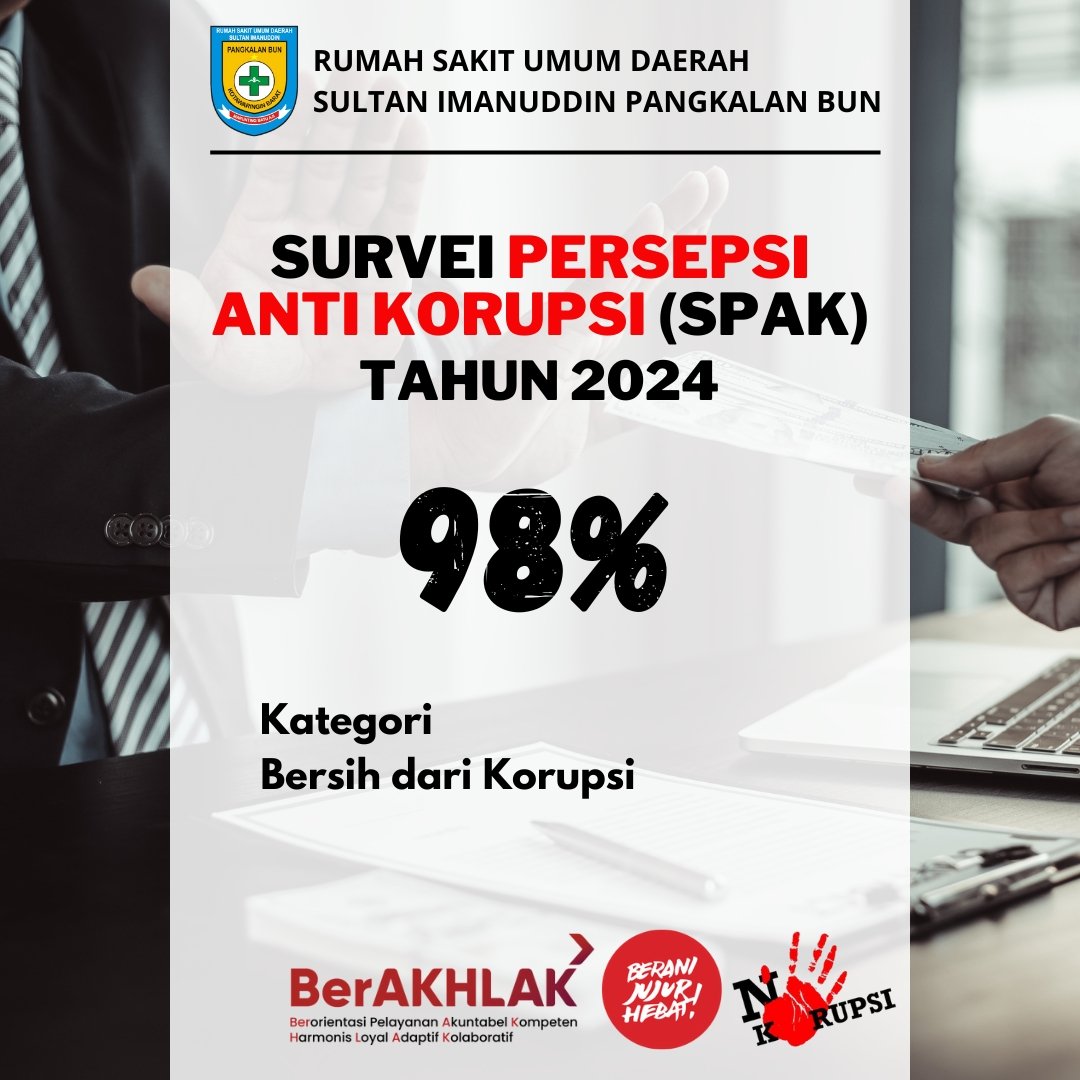 rsimanuddin's tweet photo. Dalam rangka meningkatkan kualitas layanan publik sejalan dengan pelaksanaan Reformasi Birokrasi dan ZI menuju WBK/WBBM, RSSI melaksanakan Survei Persepsi Anti Korupsi (SPAK).
Hasil  SPAK RSSI Tahun 2024 memperoleh hasil sebesar 98% dengan kategori bebas dari korupsi. https://t.co/dSAT83bvRl