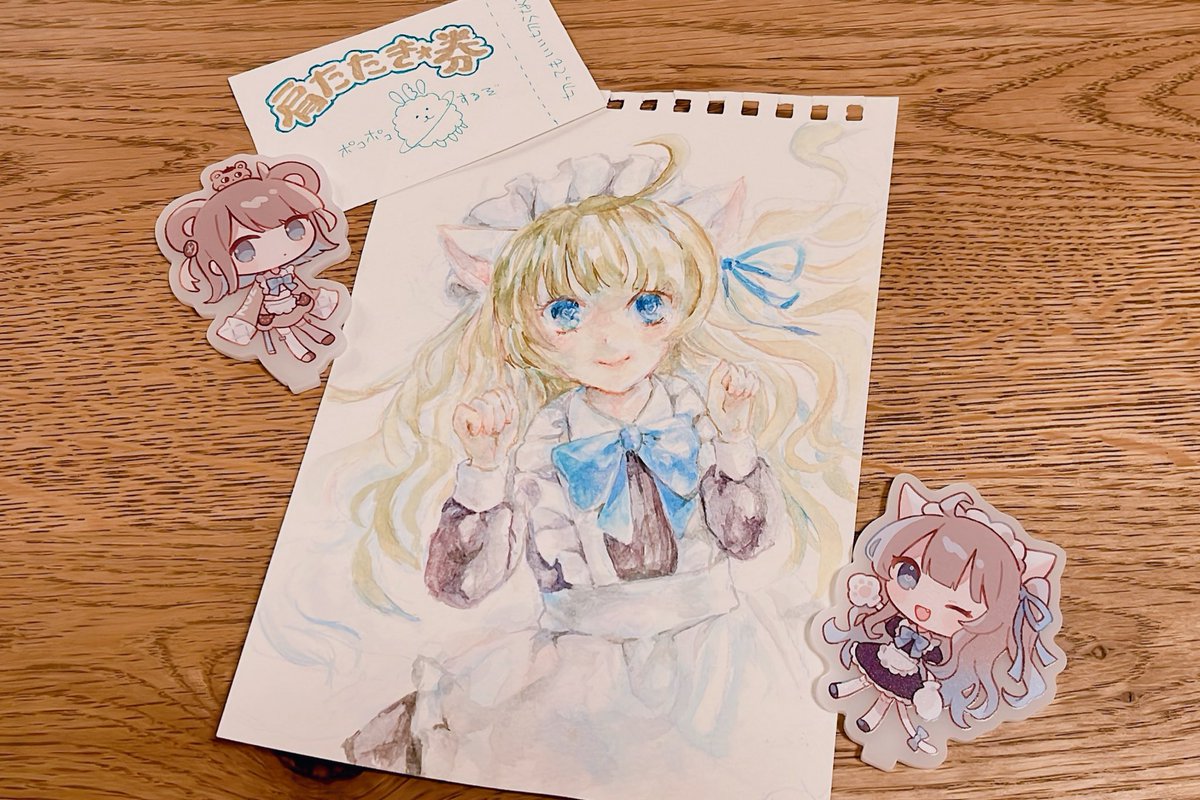 「垣ポピンズ崎さん()にもらった水彩1号ちゃんふんわりかわいい…!!!あと勿体無く」|いちは🥣例大祭う15aのイラスト