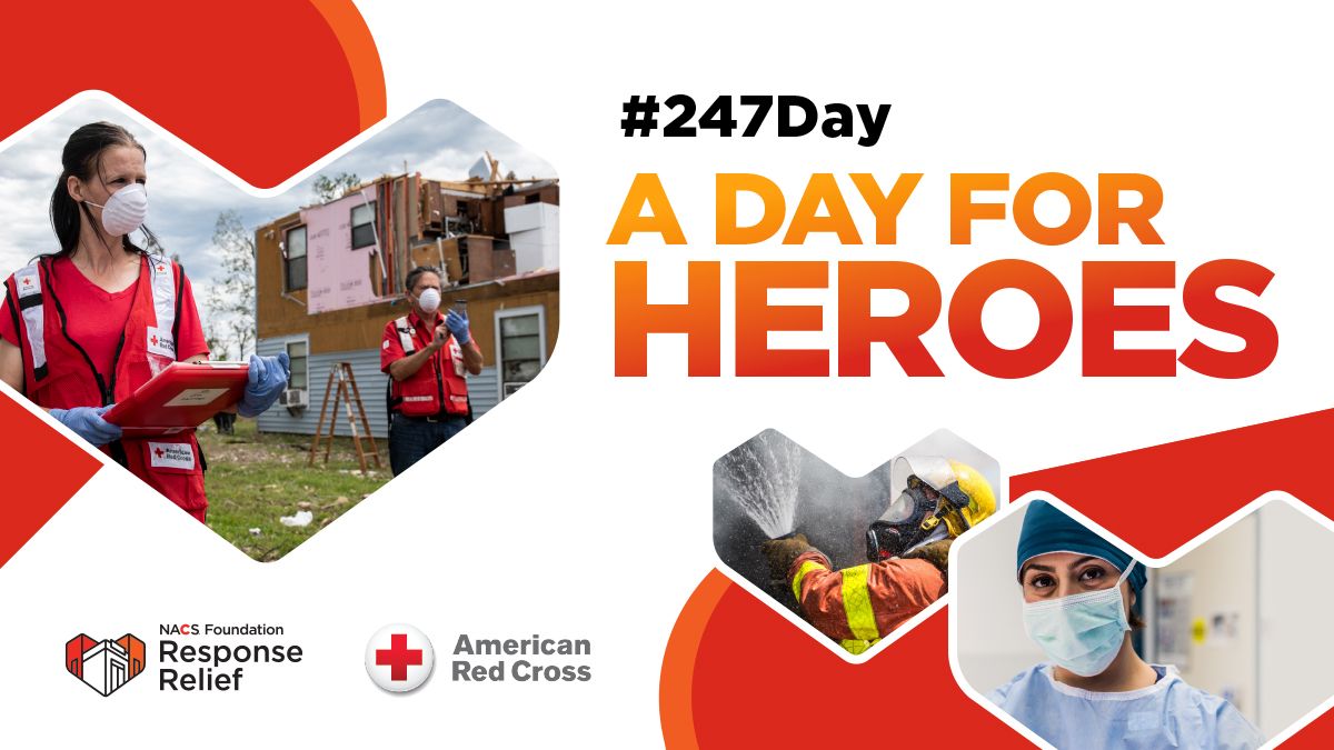 #247Day is here! First responders, medical and emergency professionals, 9-1-1 operators, and <a href="/RedCross/">American Red Cross</a> volunteers in uniform or with their badge/ID can stop in to one of the tens of thousands of participating convenience stores today (24/7 Day) to get a freebie to fuel their day!
