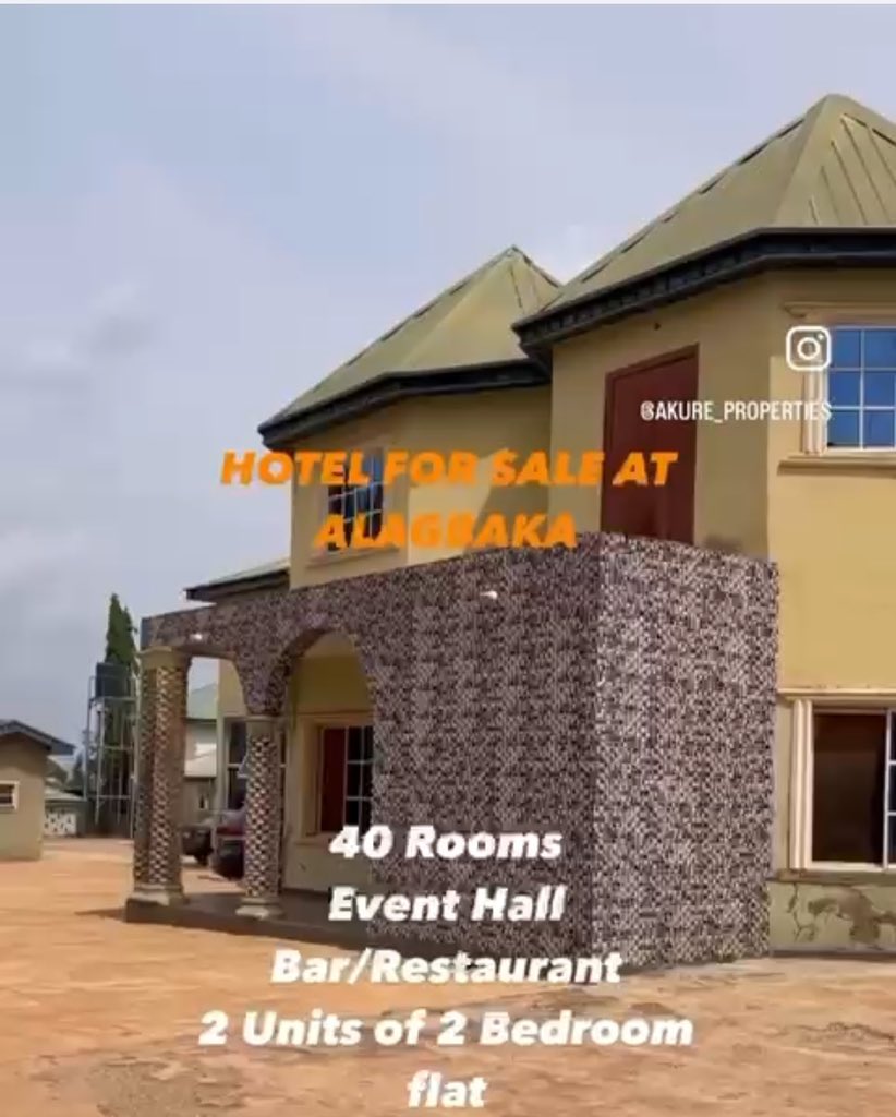 movicgrp's tweet photo. DISTRESS SALE :A 40 rooms hotel sitting on  a 2400sqm land size located in Alagbaka GRA Akure .Ample car park and a 200 capacity Event center 
Asking price : 400m (Negotiable) 
Kindly send a Dm for more details @AkureRealtor @AkureBuynSell #Akure #ondo  #DavidoXGACMotor https://t.co/1n5yK6p1m2