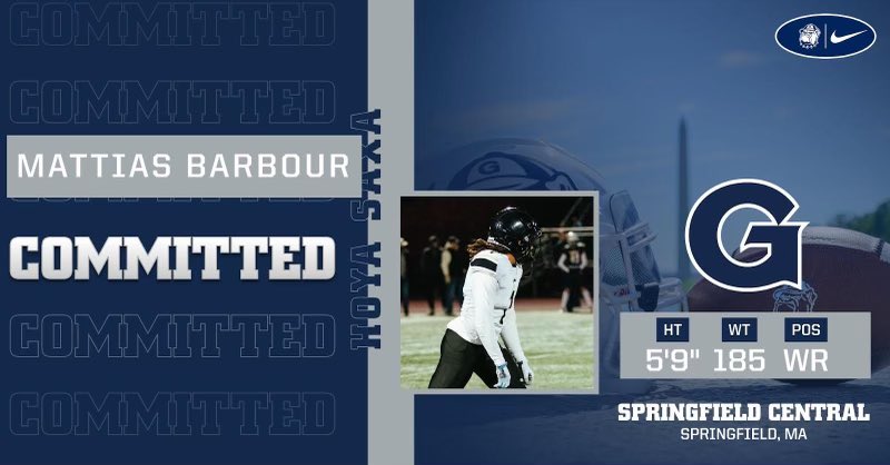 Mattias Barbour (@barbourmattias) on Twitter photo I am extremely blessed and excited to announce my commitment to Georgetown University! <a href="/HoyasFB/">Georgetown Football</a> Thank you to all my coaches and teammates <a href="/CentralFB413/">Springfield Central Football</a>! <a href="/CoachRSpence/">Robert Spence</a> <a href="/coachkrd/">Kevin “Duffy” Doherty</a> <a href="/CoachAmoako/">Coach Stephen Amoako</a> <a href="/Watson_718/">William Watson</a> <a href="/ESAofMass/">Excel Massachusetts</a> <a href="/CoachMartinESA/">Coach Martin</a> I am extremely blessed and excited to announce my commitment to Georgetown University! <a href="/HoyasFB/">Georgetown Football</a> Thank you to all my coaches and teammates <a href="/CentralFB413/">Springfield Central Football</a>! <a href="/CoachRSpence/">Robert Spence</a> <a href="/coachkrd/">Kevin “Duffy” Doherty</a> <a href="/CoachAmoako/">Coach Stephen Amoako</a> <a href="/Watson_718/">William Watson</a> <a href="/ESAofMass/">Excel Massachusetts</a> <a href="/CoachMartinESA/">Coach Martin</a>