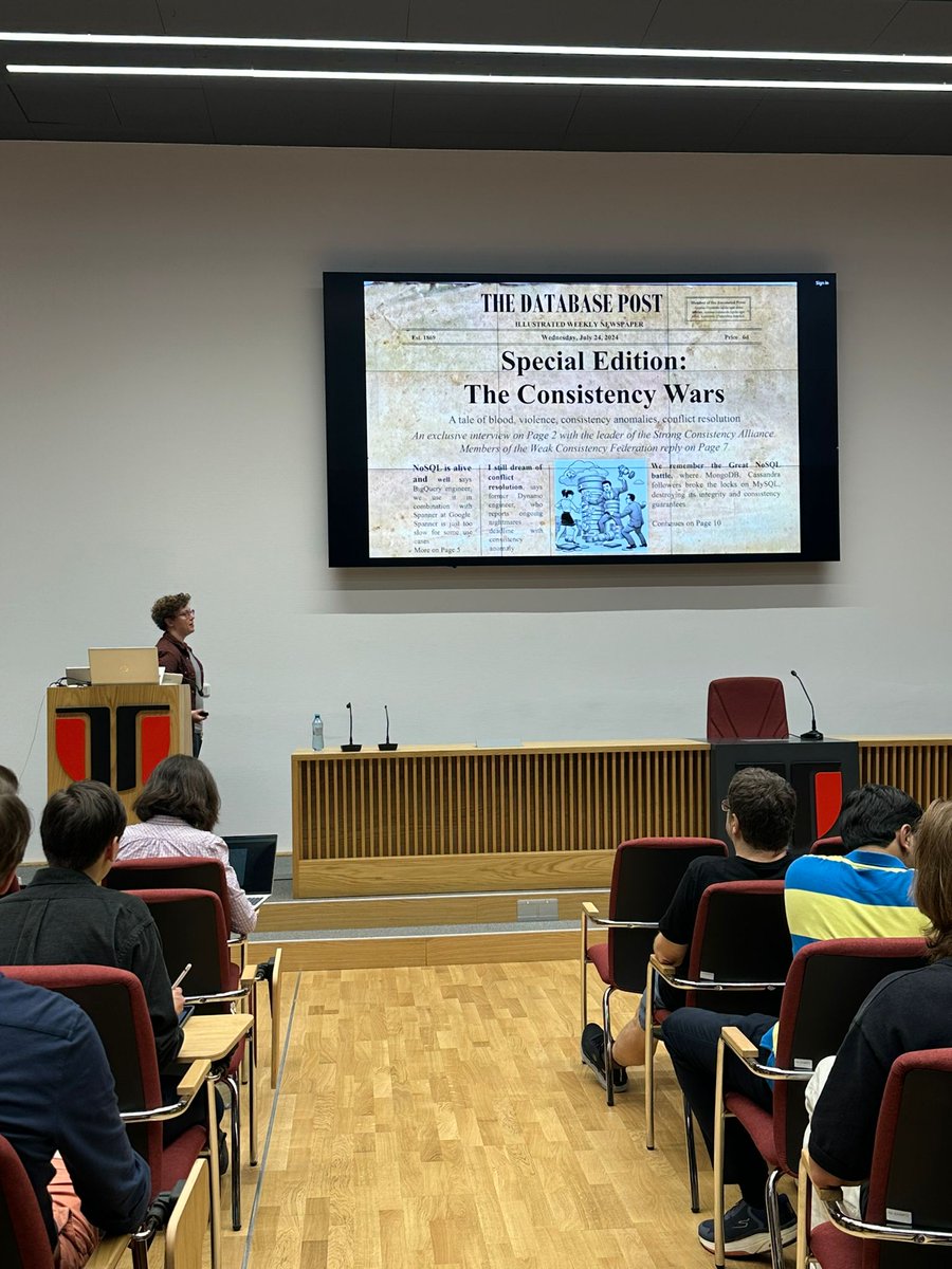 vldb_ssc's tweet image. Natacha Crooks delivered an insightful lecture on the 🔥 topics sparking heated debates over consistency guarantees in databases.
(cc @siobhcroo)