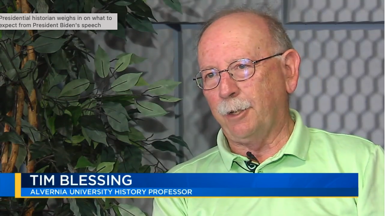 AlverniaU's tweet photo. History professor and presidential historian Dr. Tim Blessing weighs in on what to expect from President Biden's speech with @thecierranews on @69News: https://t.co/8Zj4oVFSel
#PresidentialElection2024 #2024Election #electionseason #facultyexpert #thoughleader #alvernia https://t.co/ahM9ShdDIF
