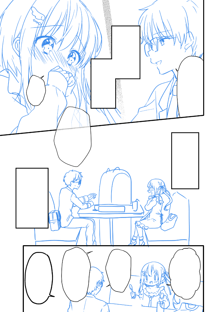 突然だけど、漫画の作業工程を見せちゃうゾ☆
今回はちいこえ2話からネーム→下書き→線画→仕上げという工程で作品を完成させてます!
おや、ウエイトレスがねこちゃんロボになってますね…🤔
#ちいこえ 