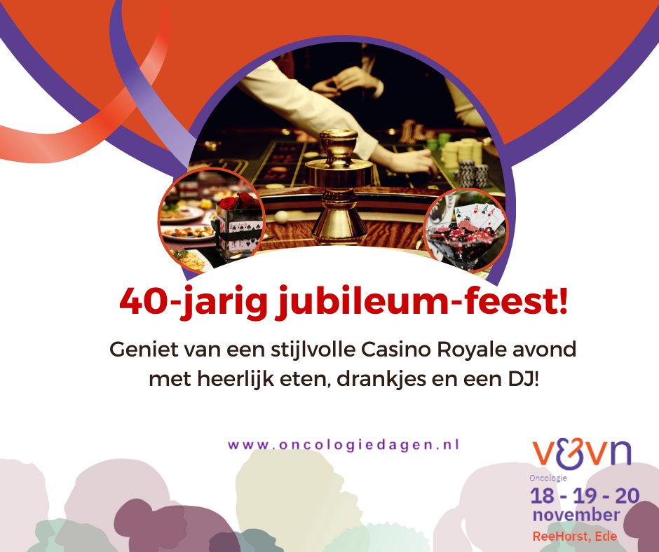 Is Casino Royale helemaal jouw ding? Zorg dat je dan bij de V&amp;VN oncologiedagen bent om samen het 40 jarig-jubileum mee te vieren!
oncologiedagen.nl/registratie-2/ #VerpleegkundigSpecialist #verpleegkundige #verpleegkunde #oncologie #venvn