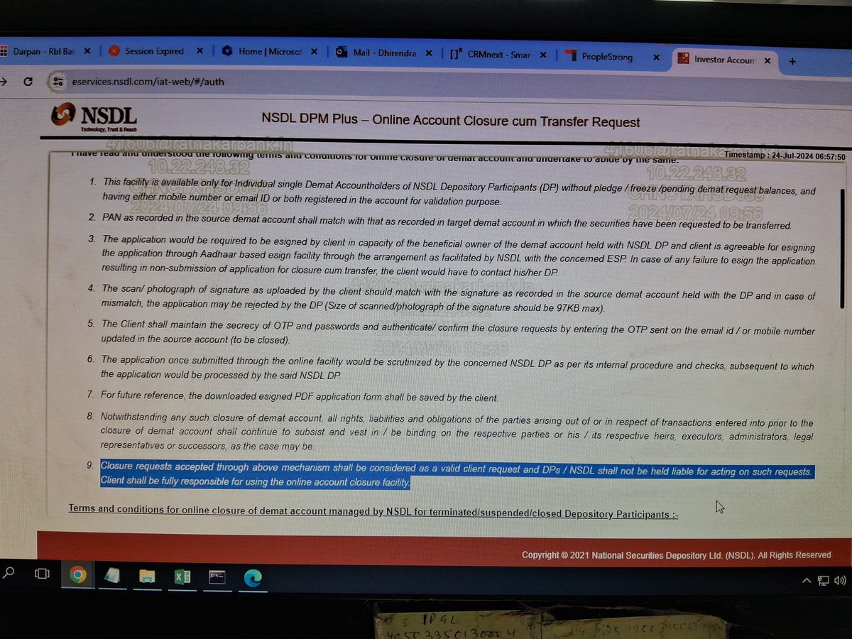 im_dhir's tweet photo. @HDFCBank_Cares As per your reply @NSDL_Depository is spreading misleading informations regarding online closure Refer highlight @SEBI_India @NSDL https://t.co/3uOyyHBYWa